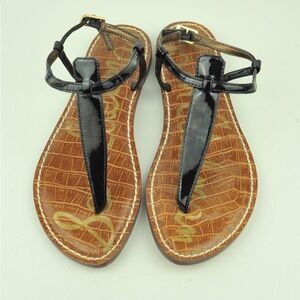 Sam Edelman Black and Brown T-Strap Sandals EUC